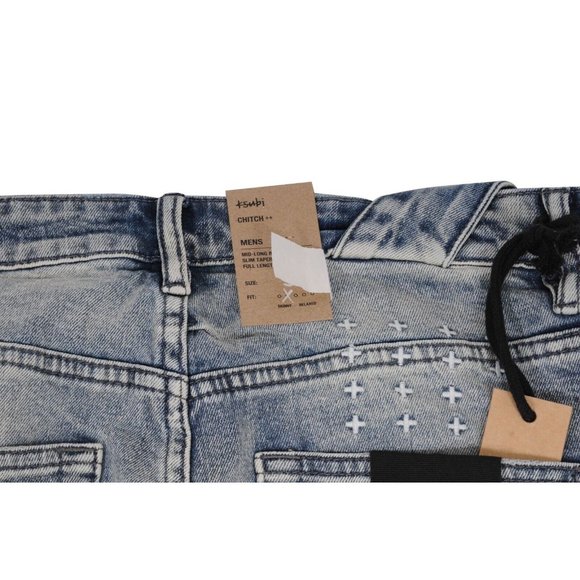Ksubi Mens Jeans 36x32 Medium Wash Blue Chitch Half Way Slim Tapered Fit Denim - Picture 10 of 10